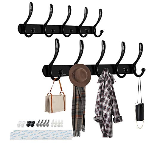 Bjiotun 2 Pack Wall Mounted Coat Rack Stainless Steel Hat Hooks For Hanging Coats Robes Towels Heavy Duty Hanger Adhesive S Install Com Bjiotun 2 Pack Wall Mounted Coat Rack, Install Coat Rack