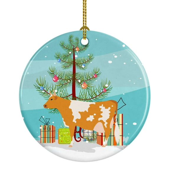 Guernsey Cow Christmas Ceramic Ornament