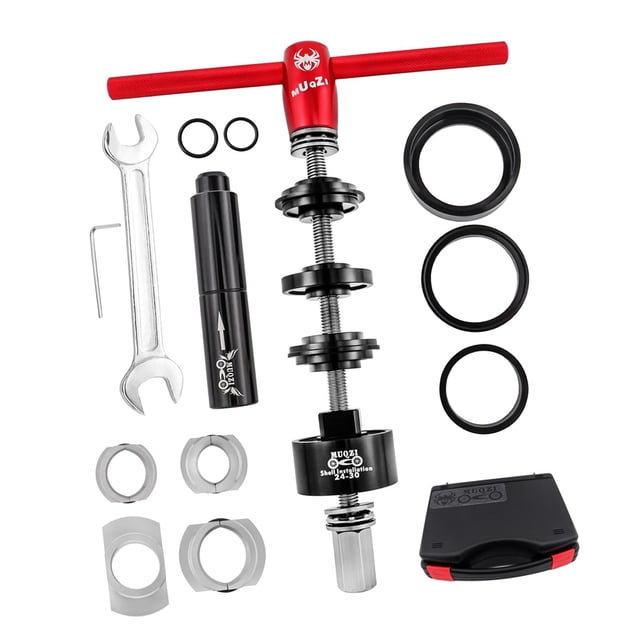 Youkk Ensemble d'Outils d'Installation et de Retrait de Boîtier de Pédalier de Vélo Outil Or Durable Roulement à Pression Rouge 25x22x7cm