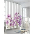 thumbnail image 3 of Purple Spring Floral Long Shower Curtain Set, Waterproof Shower Curtains for Bathroom, Summer Botanical Watercolor Flower Washable Fabric Cloth Bath Curtain for Bathtub with Hooks 72x84 Inches, 3 of 6