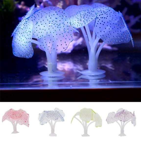 D-GROEE Fish Tank Decorations Glowing Effect Aquarium Décor Small Silicone Artificial Jellyfish Coral Plant Ornament