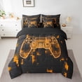 thumbnail image 3 of Gaming Comforter Modern Gamer Bedding Sets , Video Game Twin Bedding Set 7 Pieces - 1 Comforter, 1 Fitted Sheet, 1 Flat Sheet, 2 Pillow Cases, 2 Throw Pillow Covers,Orange Black, 3 of 5