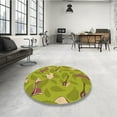 thumbnail image 4 of Ahgly Company Machine Washable Indoor Round Transitional Dark Yellow Green Area Rugs, 6' Round, 4 of 7
