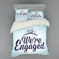 thumbnail image 2 of Engagement Party Duvet Cover Set, We Are Engaged Announcement Words Wedding Ring Celebration, Bedding Set with Shams and Fitted Sheet, 3 Sizes, by Ambesonne, 2 of 3