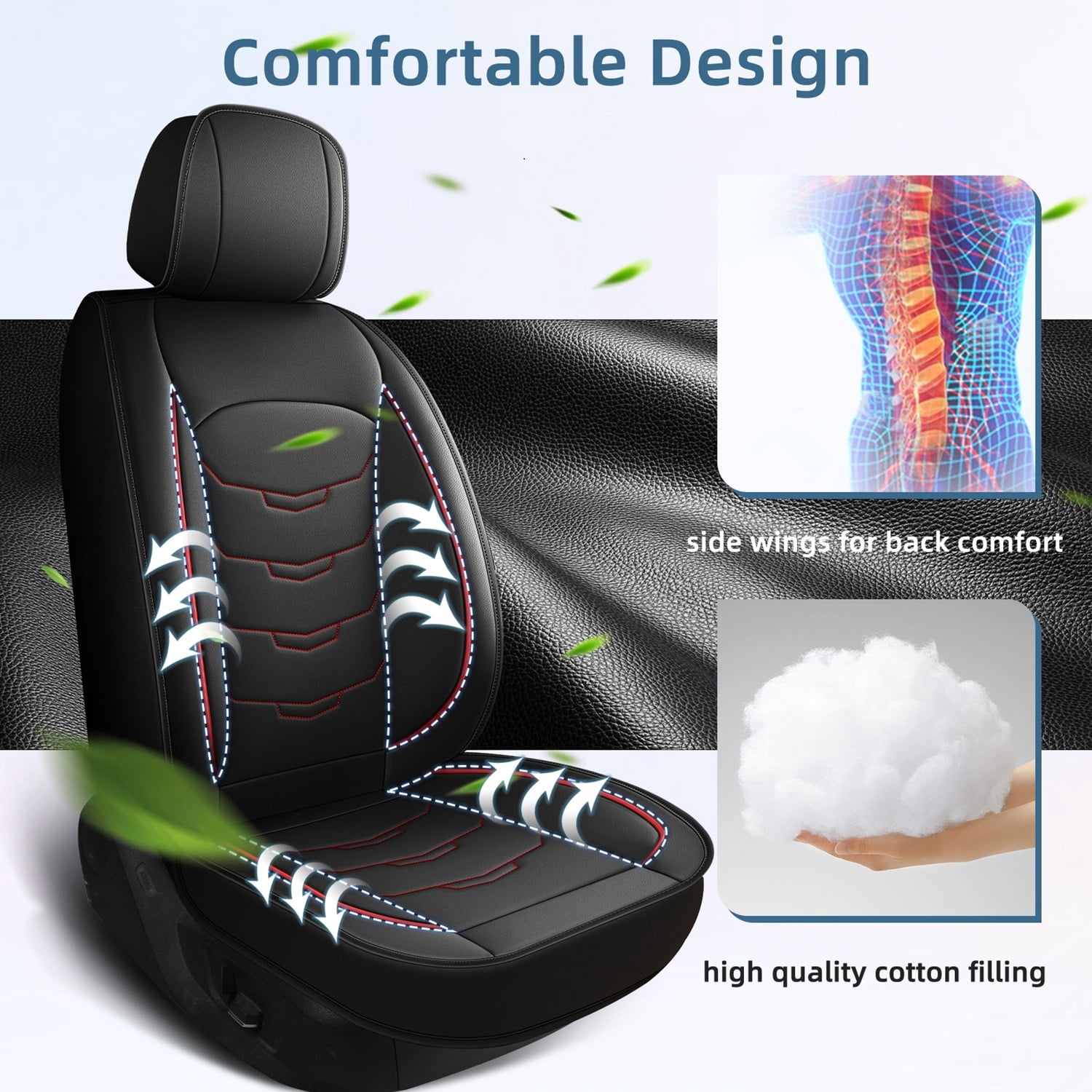 LAONNVIR Front Seat Covers for Honda CR-V/CRV 2007-2024 2025: Front Set Waterproof Leather Vehicle Seat Cushion Luxury Automotive Protector,Red Front Set(2 Seats)