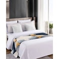 thumbnail image 4 of Xipuska Blue Gold Marble Bed Runners for Cal King Size Bed, Decorative Bed Throws for Foot of Bed, Farmhouse Abstract Mountain Art Bed Runner Sofa Throw Bedding Scarf Protector Slipcover for Bedroom, 4 of 6