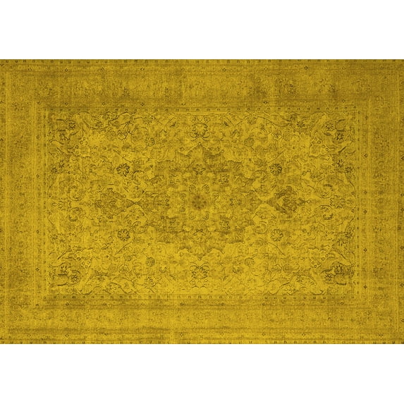 Ahgly Company Machine Washable Indoor Rectangle Oriental Yellow Industrial Area Rugs, 8' x 10'