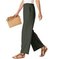 thumbnail image 4 of ZHYou Womens Linen-Blend Wide Leg Pants,High Waisted Flowy,Trousers with Pleated Detail,Army Green,Size 2XL, 4 of 7