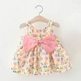 thumbnail image 4 of XXWXYD Girls Bow Suspender Dress Printed First Birthday Outfit Baby Girl Sweet Smocked Dress Cute Elastic Comfort Soft Cotton Play Clothes, 4 of 4