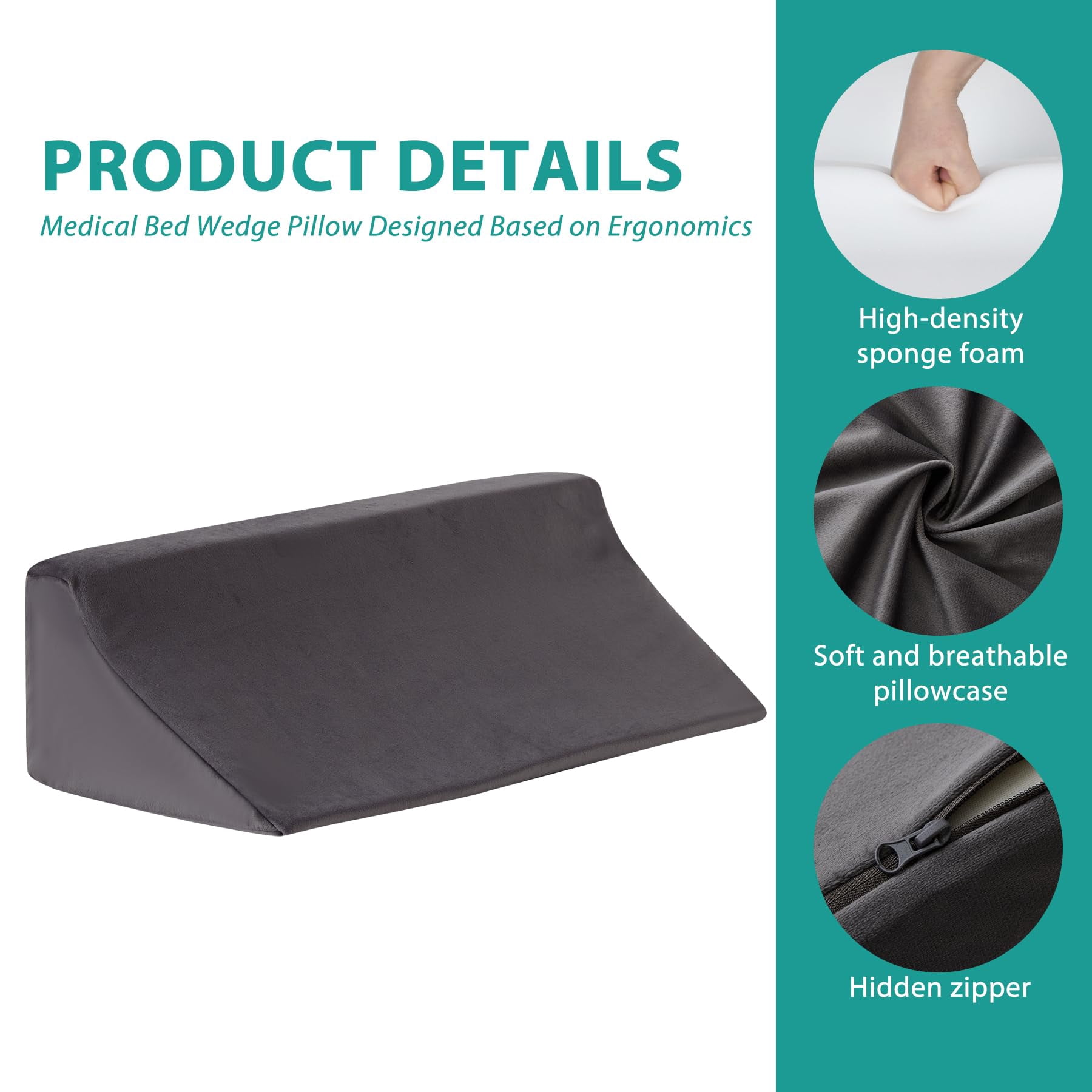 Wedge Pillow For Side Sleeping  Comfort Foam Sleeper Bed Wedges & Body Positioners After Support Preventing Short Plush