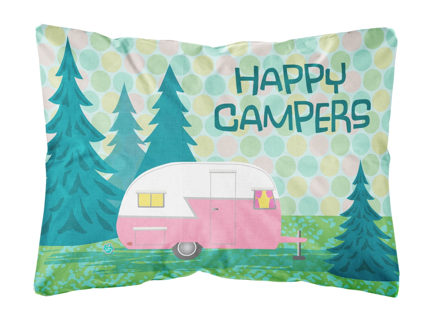 Happy Campers Glamping Trailer Fabric Decorative Pillow