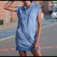 thumbnail image 4 of Vestido Tipo Sudadera con Media Cremallera para Mujer, Estilo Verano, Cuello en V, Sin Mangas, Estilo Túnica, Minivestido, Gris, Azul, XL, 4 of 9