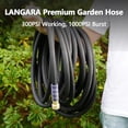 thumbnail image 6 of Heavy Duty Premium Garden Hose 50ft x 3/4", 300PSI Working, 1000PSI Burst, Hybrid Rubber Water Hose with Swivel Handle - Hot/Cold Water - Five Layered Braiding with Brass fittings (Black), 6 of 7