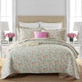 thumbnail image 1 of Ensemble de Literie 3 Pcs en Coton Floral Rose Sarcelle Léger, 1 of 3