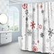 thumbnail image 2 of Cortinas de ducha navideñas para baño, copos de nieve grandes y pequeños, tela de poliéster impermeable, rojo y gris, con ganchos para decoración de baño en el hogar de invierno JM, 2 of 4