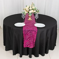 BalsaCircle 12x108 in Fuchsia Silver Mesh Wavy Embroidered Sequins Table Runner Party Events Reception Decorations Supplies
