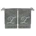 thumbnail image 2 of Monogrammed Washcloth Towel, Personalized Gift, 13x13 Inches - Set of 2 - Silver Script Embroidered Towel - Extra Absorbent 100% Turkish Cotton - Soft Terry Finish - Initial Z Gray, 2 of 3