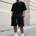 thumbnail image 5 of Men's 2 Piece Outfits Oversized Solid Color Short Sleeve Crew Neck T Shirt & Shorts Set Summer Casual Tracksuit, 5 of 5