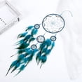 thumbnail image 2 of Colgante de plumas de atrapasueños, colgante de carillón de viento de cinco anillos, decoración del hogar, colgante creativo (azul), 2 of 5