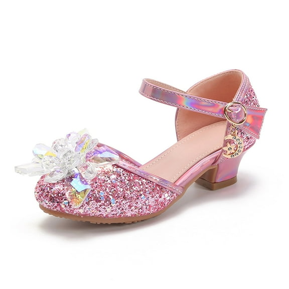 Gubotare Girls Dressy Shoes Girls High Heels - Wedding Party Little Girl Heels High Heels for Girls & Kids - Wide Fit Toddler High Heels High Heels for Kids (Pink,Big Kids 2)