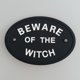 thumbnail image 5 of 2 señales de advertencia negra, decoración de carteles de Halloween para coronas, licencia ovalada de atención con decoración DYNWAVEMX CUIDADO CON LA MUESTRA DE WITCHL WALL, 5 of 8