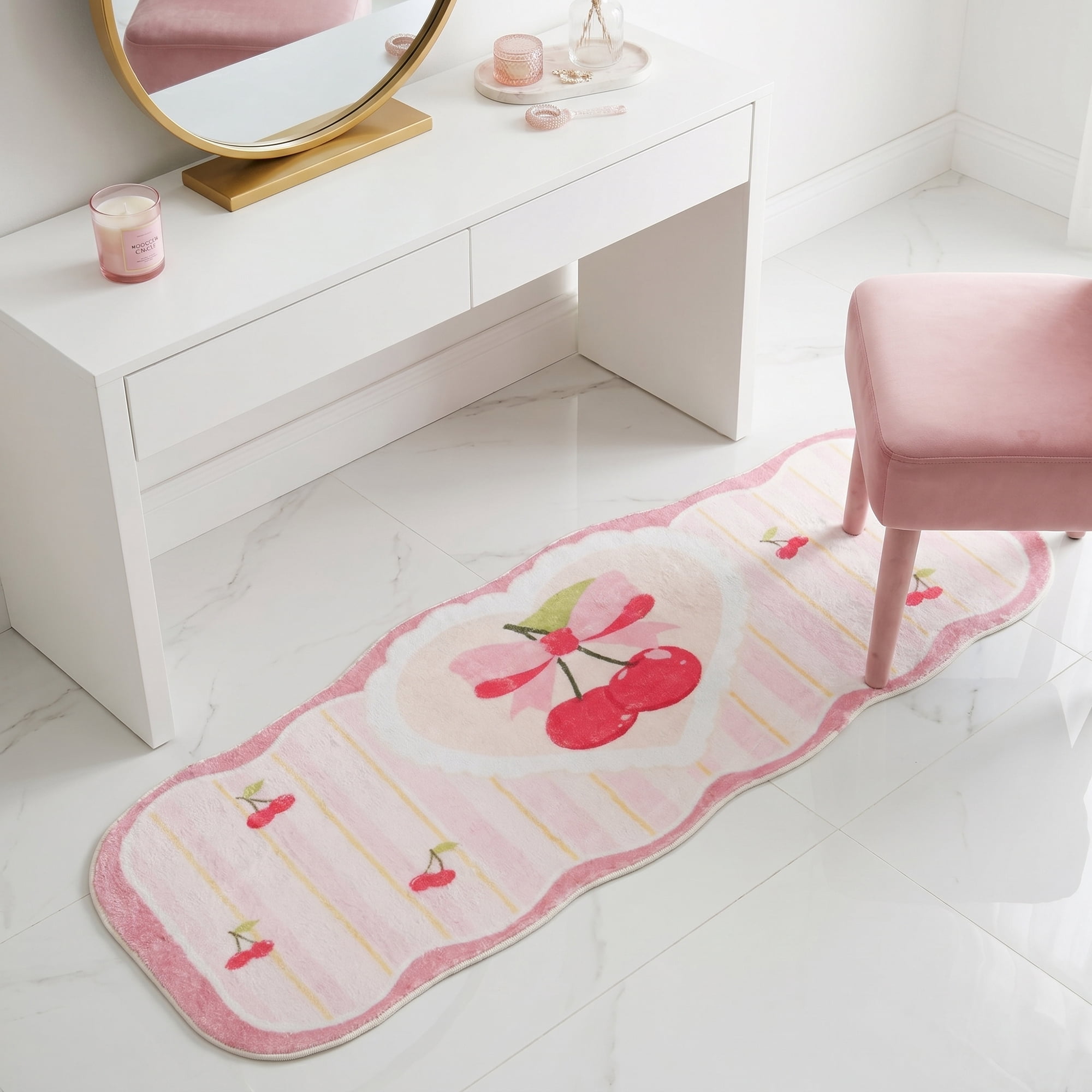 Unique Bargains Shaggy Area Rug Faux Fur Non-Slip Long Area Rug 47" x 16" Pink