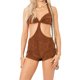 thumbnail image 1 of SAYOO Mameluco para Mujer, Cuello en V Sin Mangas Color Sólido Envuelto Elástico Casual Fiesta Pantalones Cortos Mono SAYOO S M L XL, 1 of 9