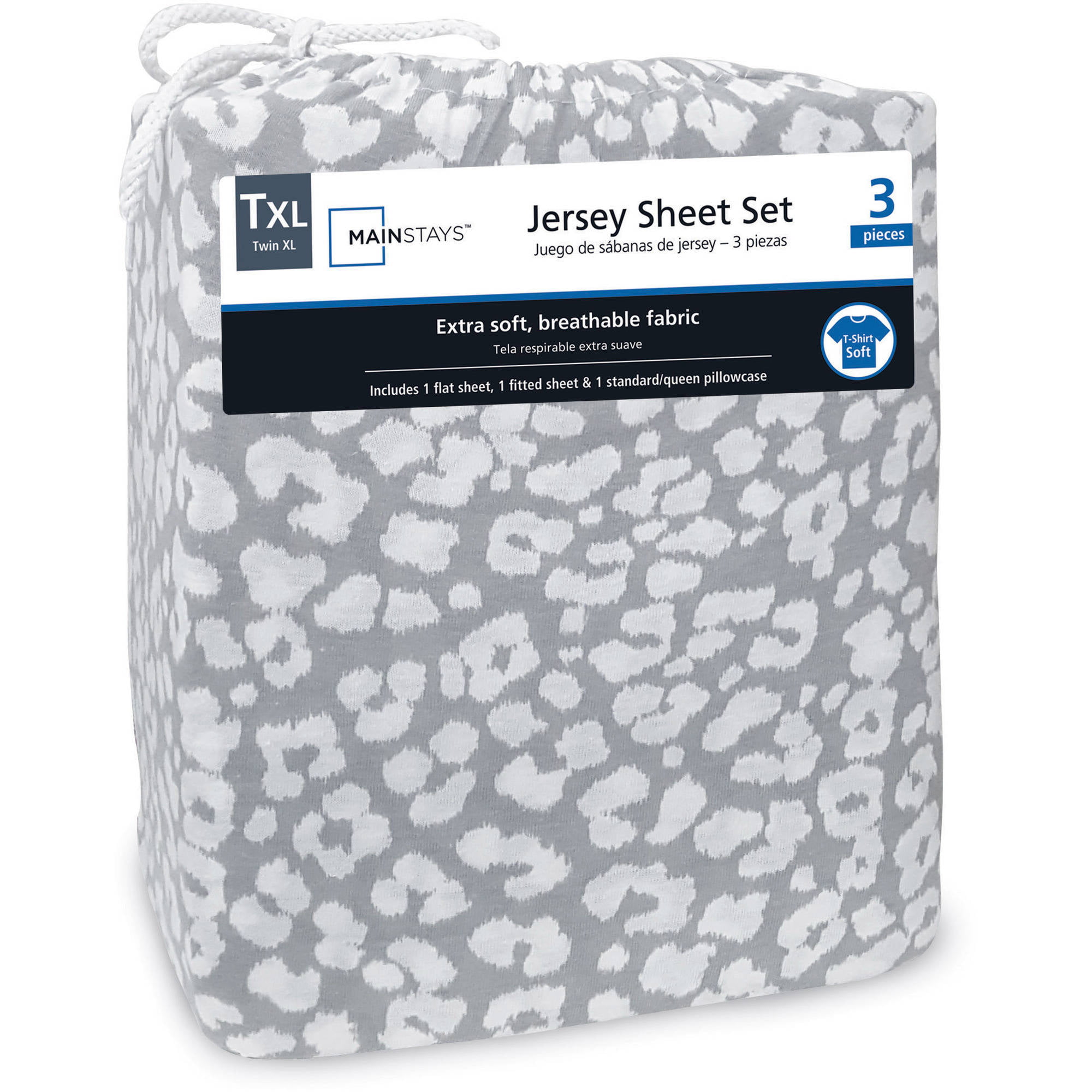 Grey Leopard Knit Bedding Sheet Set 
