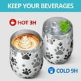 thumbnail image 4 of 12oz Stemless Wine Tumblers Grey Dog Paw Footprint Vacuum Insulated Stainless Steel Travel Tumbler Cups Mug with Lid and Straw for Champaign,Cocktail,Beer with Cleaning Brush, 4 of 5