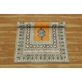 thumbnail image 4 of Casavani Beige Block Printed Cotton Rug Kitchen Carpets Home Decor Kilim 3x5 feet, 4 of 5