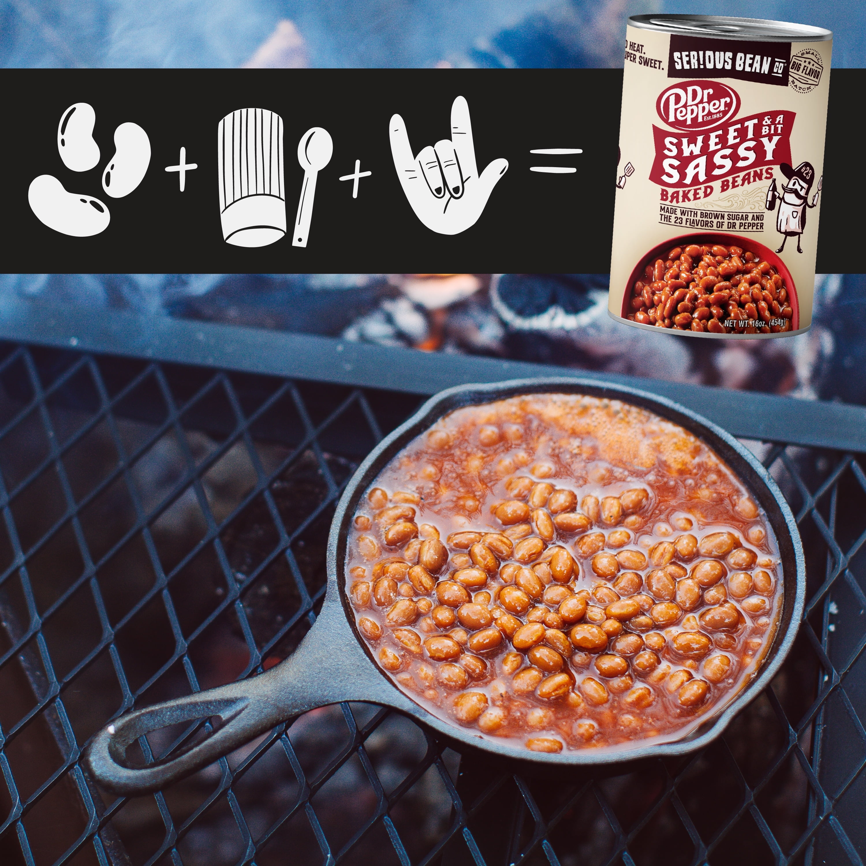 SERIOUS Bean Co Sweet and a Bit Sassy Dr Pepper Baked Beans, 16 Oz Can