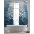 thumbnail image 6 of Sheer Curtain Panels White Tree Oil Painting Rod Pocket Voile Window Curtains Ombre Blue Window Treatments Ligh Filtering Privacy Curtain Drapes for Bedroom Living Room 2 Panel Set 84 Inch Length,, 6 of 9