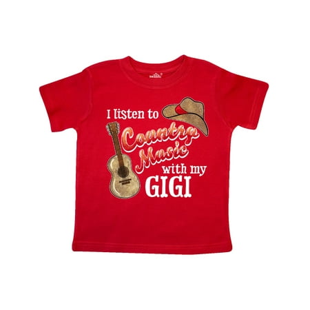 

Inktastic I Listen to Country Music with my Gigi Guitar and Hat Gift Toddler Boy or Toddler Girl T-Shirt