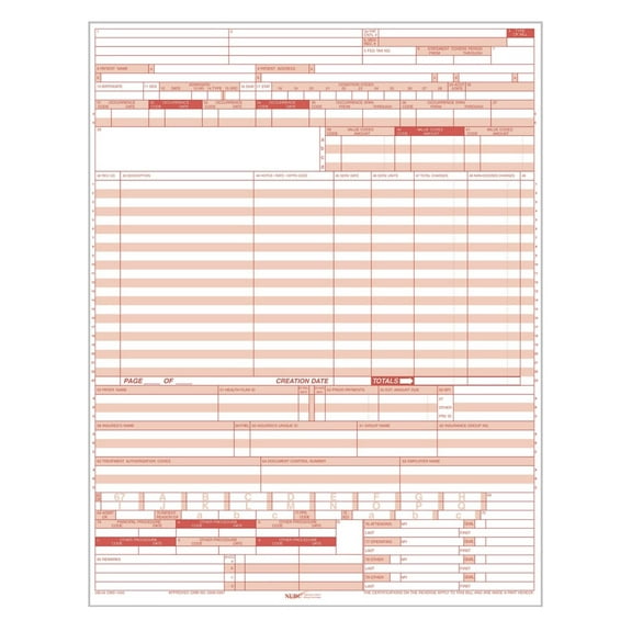 UB-04 (CMS-1450) Health Hospital Insurance Claim Form, Laser 8-1/2" x 11" - Pack of 100 Forms