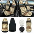 thumbnail image 2 of Renewold American Tribal Leopard Print Beige 12 PCS Front Car Seat Cover Full Set, with Steering Wheel Seat Belt Armrest Protector Trash Can Air Vent Holder Rear View Mirror Cover Coasters Key Chain, 2 of 7