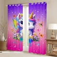 thumbnail image 2 of Erosebridal Cute Unicorn Blackout Curtains Set of 2 (52x84 Each)，Colorful Flowers Watercolor Splatter Ink Window Curtains For Kids Girls, 2 of 7