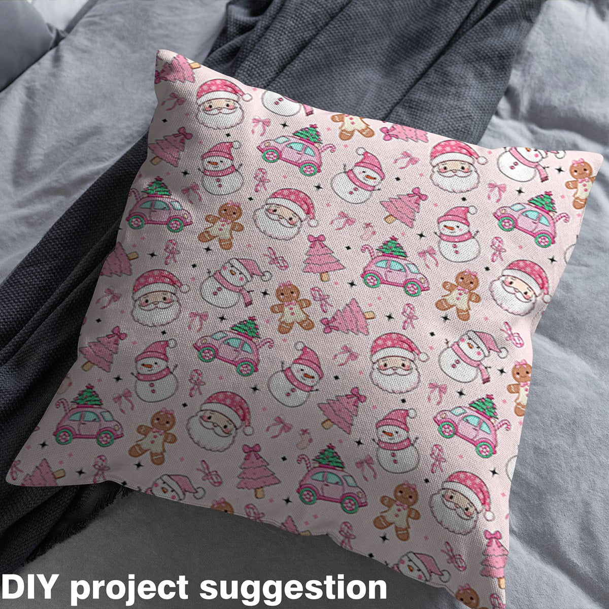 jejeloiu Merry Christmas Fabric by the Yard 10 Yards,Santa Claus Snowman Room Decor Fabric by the Yard,Cartoon Bear Cookies Sewing Fabric For Teens,Ultra Soft Home Decor
