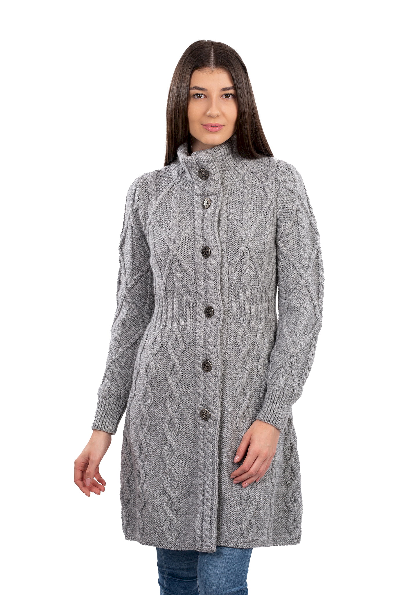 SAOL - SAOL Irish Cardigan Sweater for Women's 100% Merino Wool Aran ...