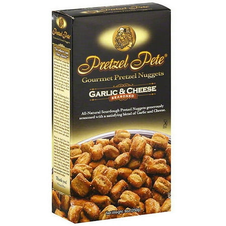 Pretzel Pete Garlic & Cheese Seasoned Gourmet Pretzel Nuggets, 9 oz (Pack of 12)