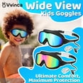 thumbnail image 2 of Vvinca Swim Goggles, Kids Goggles with Earplugs& Nose Clip Wide View Anti-Fog/UV Swimming Goggles for Age 3-15 Boys Girls, 2 of 8