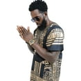 thumbnail image 5 of Black and Gold Traditional African Print Dashiki Shirt, 5 of 10