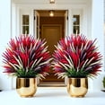 thumbnail image 4 of PoyoKee Fake Flowers, 2pcs No Watering Ground Stake Artificial Flowers for Outdoors, No-Fade Faux Fake Plants for Porch Garden Room Decor, 22 inch, 4 of 9