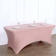 thumbnail image 2 of Efavormart 6FT Rectangular Stretch Spandex Tablecloth for Wedding Kitchen Dining Events - Dusty Rose, 2 of 11