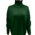 thumbnail image 3 of Women's Oversized Chunky Cable Knit Turtleneck Sweater,Thick Warm Loose Pullover Top with Cowl Neck and Ribbed Details for Fall Winter Season, Daily Wear and Street Fashion Outfits Green XL, 3 of 3