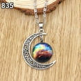 thumbnail image 4 of Jiaroswwei Women Fashion Galactic Glass Alloy Chain Crescent Moon Pendant Necklace, 4 of 7