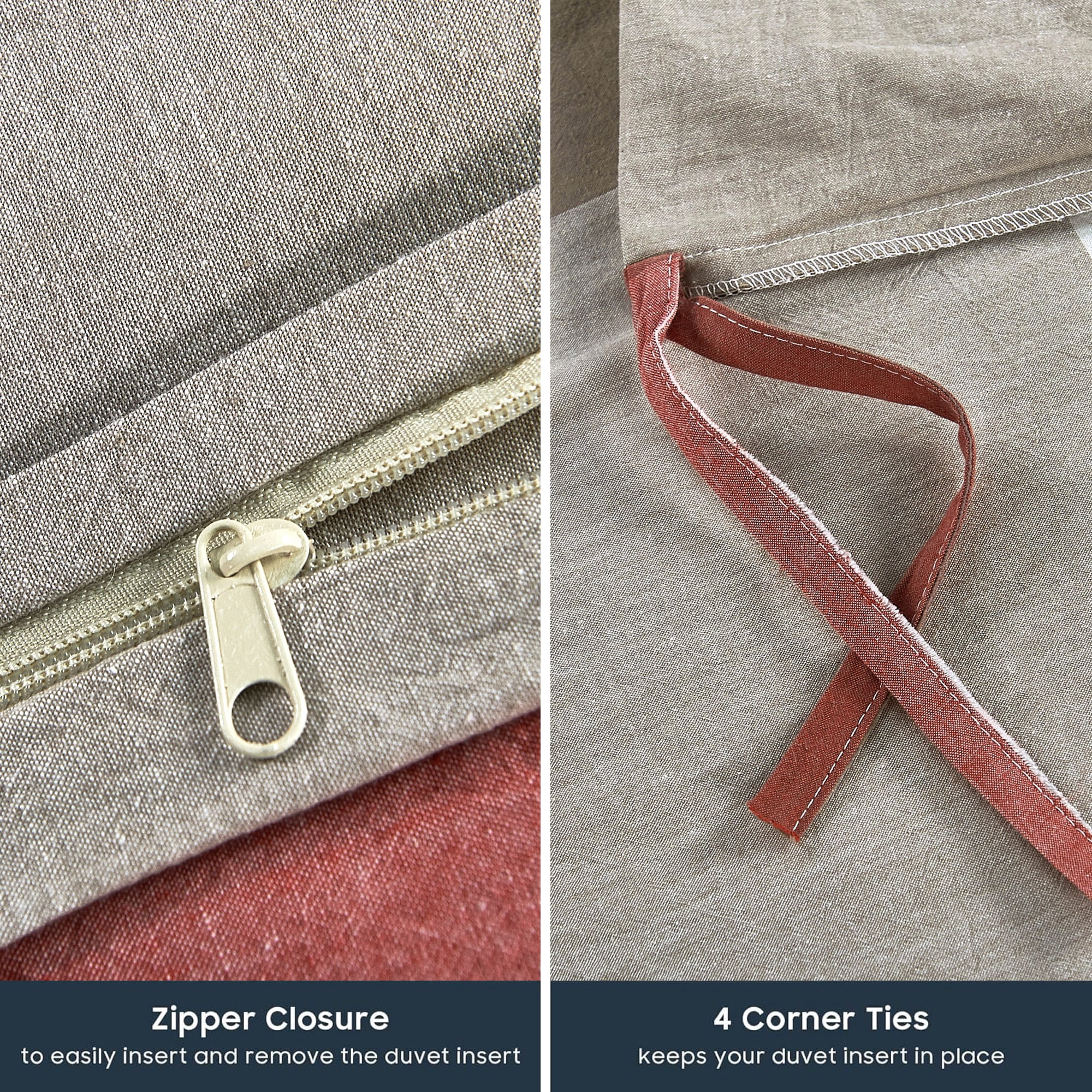 Home Soft Things 3 Piece Washed Cotton Duvet Set - Buffalo - Cherry - King (102" x 90")