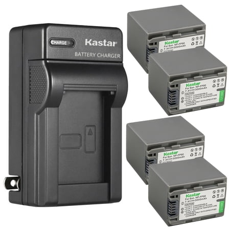 Kastar NP-FP90 / FP91 4-Pack Battery and AC Wall Charger Replacement for Sony NP-FP50 NP-FP51 NP-FP60 NP-FP70 NP-FP71 NP-FP90 NP-FP91 Battery Sony DCR-HC40 DCR-HC41 DCR-HC42 DCR-HC43 Camcorder