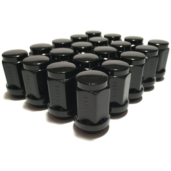 20 Black Bulge Acorn 14x1.5 Lug Nuts Dodge Magnum Charger Chevy Chrysler Wheels