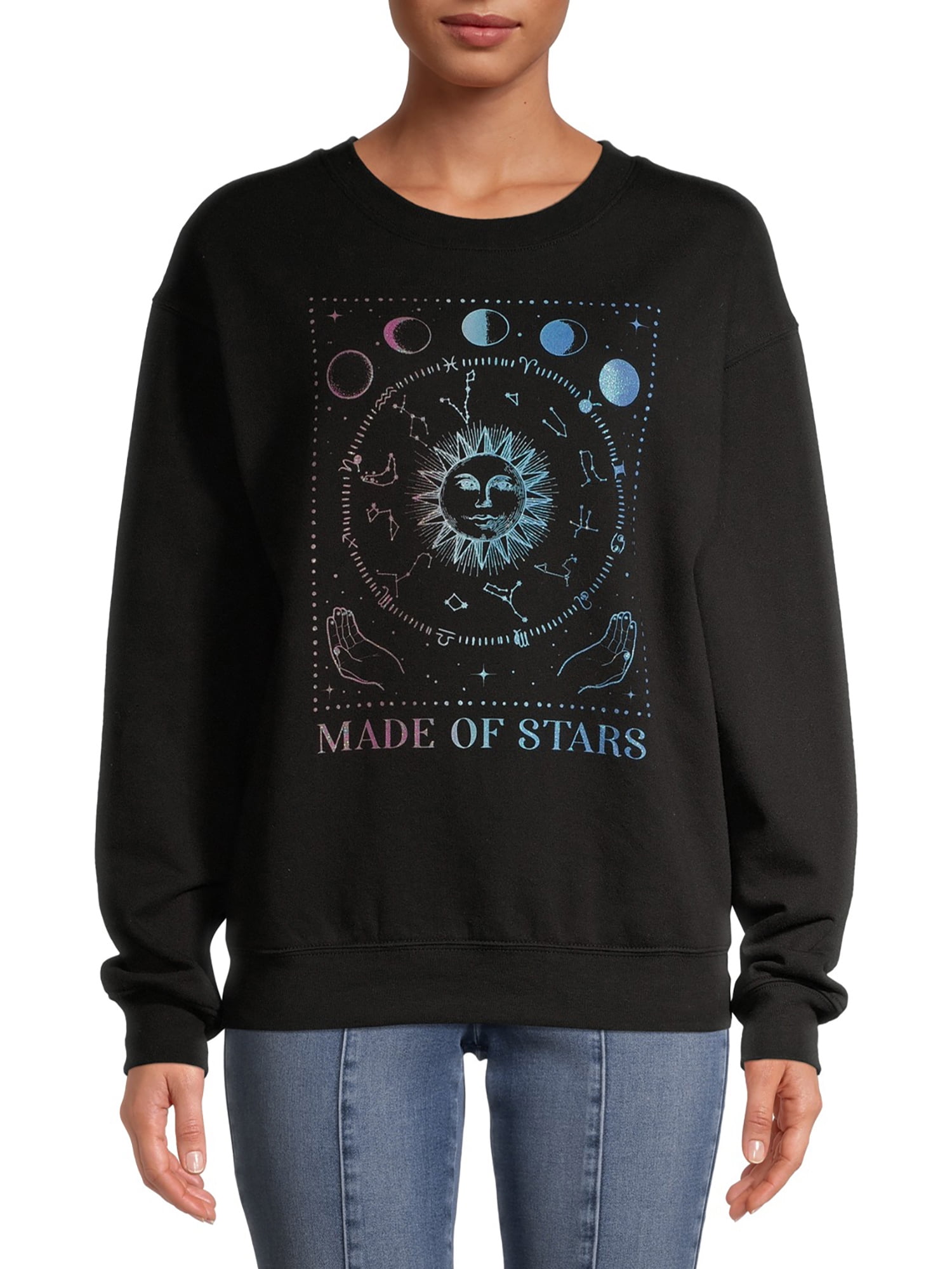 Amplify women Juniors Embroidered Sweater black Stars