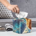 thumbnail image 6 of Rateoe Artistic Starry Sky Cloud Dog Pattern Tissue Box Cover, Modern Square Decorative Leather Facial Paper Case Organizer Holder Dispenser 5X5X5'', 6 of 8